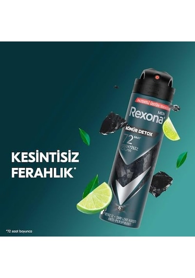 Rexona Men Erkek Sprey Deodorant Kömür Detox 150 Ml