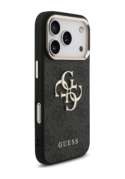 Apple Uyumlu iPhone 17 Pro Kılıf Guess Lisanslı Gold Kamera Çerçeveli 4g Desenli Büyük 4g Ve Yazı Logolu Siyah Siyah