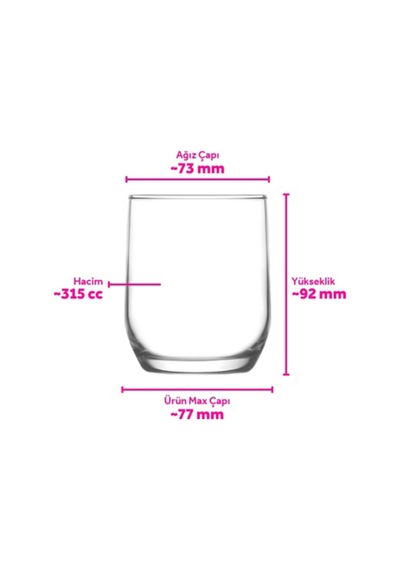 Lav Sude Cam Viski Bardağı 6'lı 315 ml (Meşrubat/Kokteyl Bardağı )