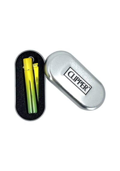 Clipper Metal Çakmak - Yeşil-sarı Degrade Özel Seri Çakmak Hediye Kutulu Yeşil