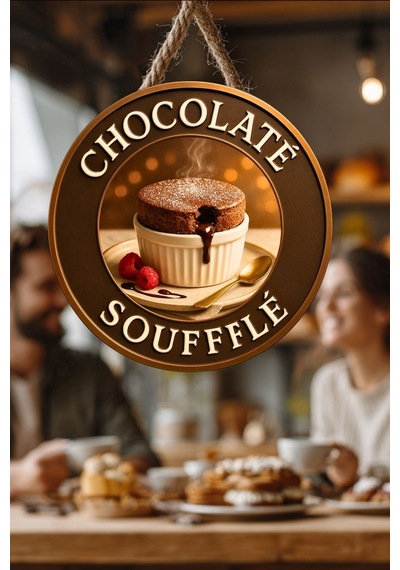 Çikolatalı Sufle Temalı İpli Ahşap Kapı Duvar Süsü, Pastane, Tatlı Dükkanı, Cafe Tablo Dekoru