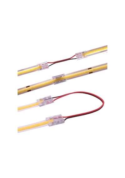 1 Adet Şeffaf Çift Taraflı Kablo Şerit Led Cob Konnektörleri Kapak Konnektör 2pin 8mm Led Işıklar Lehimsiz Bağlantı
