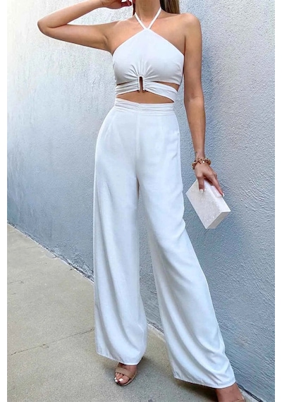 Carhartt Wıp Mavis Jumpsuit - Uzun Sırt Askılı, Kesik Bel, Geniş Pantolonlu Şık Tasarım Beyaz Carhartt Wıp Mavis Jumpsuit - Uzun Sırt Askılı, Kesik Bel, Geniş Pantolonlu Şık Tasarım Beyaz