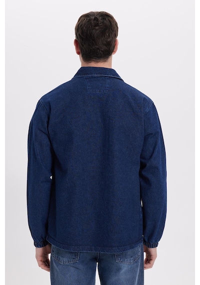 Tudors Erkek Relax Fit Rahat Kesim Çift Cep Denim Lacivert Kot Mont Gömlek-42027 Lacivert
