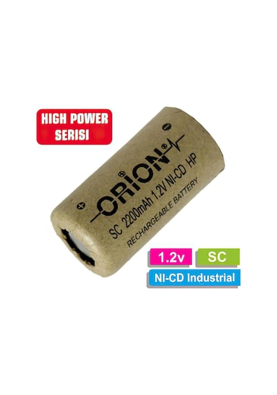 Orion High Power Serisi 2200 mAh 1.2 V SC Boy Ni-CD Industrial Şarj Edilebilir Pil