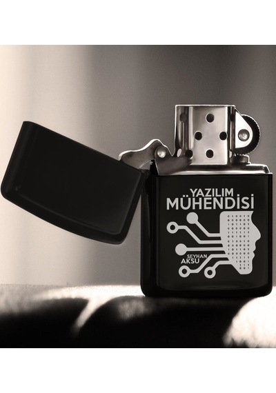 Bk Gift Kişiye Özel Mesleki Yazılım Mühendisi Benzinli Siyah Metal Çakmak - 1