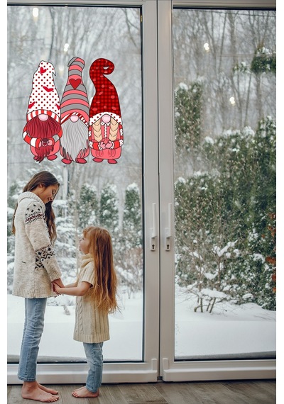 Yılbaşı Cüceler Pencere Sticker Yılbaşı Özel Sevimli Cüceler Sticker