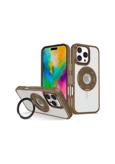 İphone 16 Pro Max Banza Magsafe Standlı Kapak - Kahverengi
