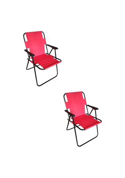 Plastik Kollu Katlanir Piknik Ve Kamp Sandalyesi Kirmizi 46,5x40,5x41 Cm Sirt 57x55x81 Cm Kırmızı