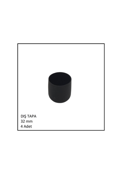 Plastik Dış Tapa, Yuvarlak, 32 Mm 4 Adet Siyah