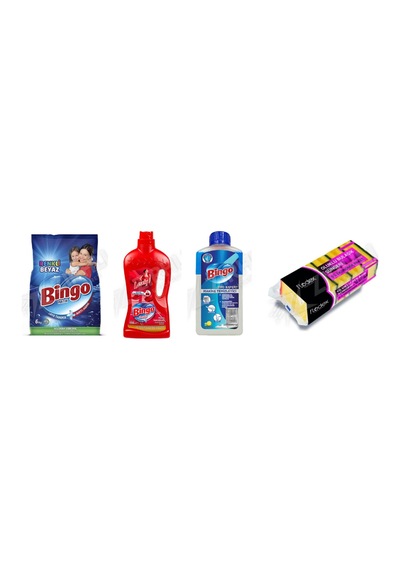 Bingo Tüm Renkler Deterjan 6 Kg+ Yüzey Tem. Fresh 2.5 Lt + Bulaşık 250 Ml +flodex 5'li 4'lü Set Diğer