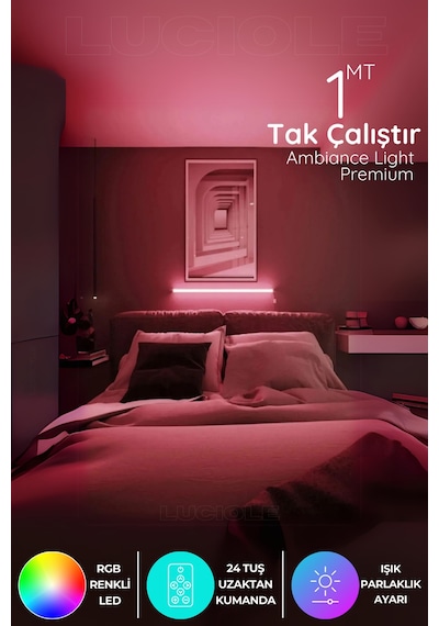 Led Abajur Aplik Gece Lambası Rgb Lambader 16 Renkli Uzaktan Kumandalı Işık 4 Animasyonlu 74728440