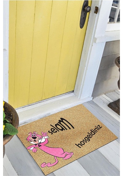 Pink Panter Kapı Önü Paspası Dekoratif Kapı Paspası Dış Mekân Paspas Ev İçi Paspası 45x70cm Diğer