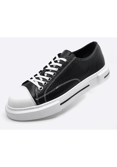 Fosco 9901 Siyah Beyaz Hakiki Deri Sneakers Ayakkabı 001