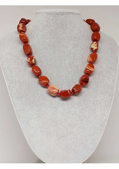Yasam Tohumu Jasper Taşı Şekilli Kolye 39825 Pembe