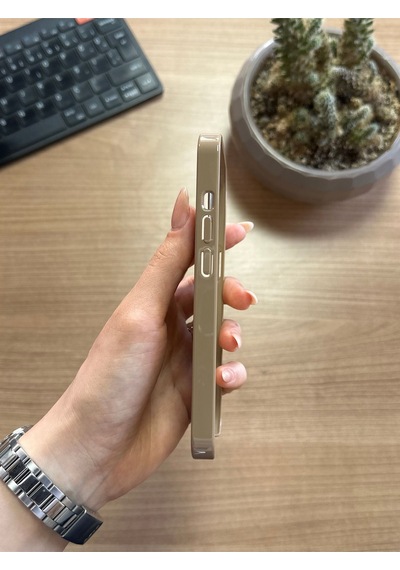 Apple iPhone Uyumlu 13 Animasyonlu Stylus Silikon Kılıf Bej