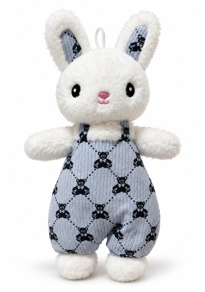 Halley Oyuncak Peluş Tavşan Oyuncak Mavi Tulumlu Sevimli Tavşan 20 Cm Beyaz - mavi