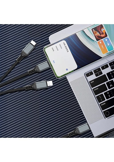 Go-des Gd-uc617 3in1 Type-c To Lightning/type-c/type-c Ultra Hızlı Pd Şarj Kablosu 100w 1.2m Siyah