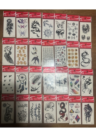 Airbrush Tattoo Minimal Yapıştırma Geçici Dövme Seti 30'lu Seri2