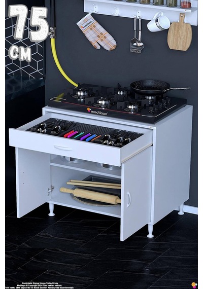 Xxl Yeni Qplas Modüler Mutfak 75 Cm Ocak Altı Dolabı - Çekmece, Kapak Ve 1 Raf 2 Bölmeli Beyaz Xxl Yeni Qplas Modüler Mutfak 75 Cm Ocak Altı Dolabı - Çekmece, Kapak Ve 1 Raf 2 Bölmeli Beyaz