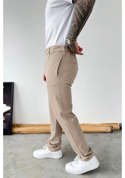 Bej Basic Regular Kumaş Pantolon