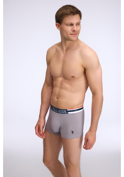 U.S. Polo Assn. Erkek Gri - Kırmızı - Lacivert 3 Lü Boxer Gri