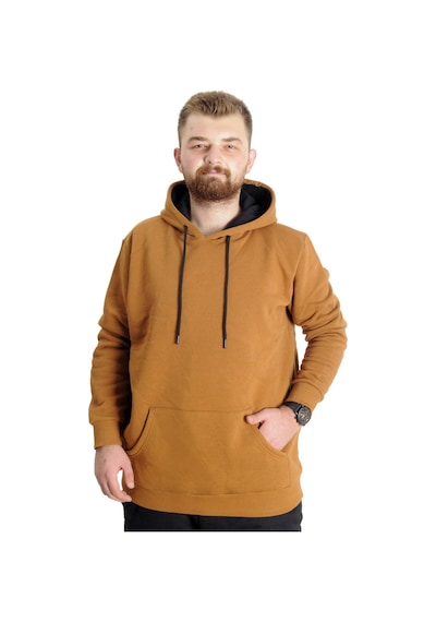 Mode Xl Büyük Beden Sweat Kapşon Kangoroo Pocket Basic 20562 Camel 001