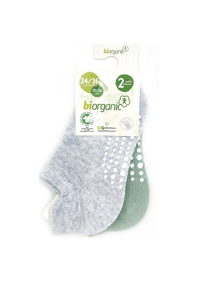 Biorganic Unisex 2'li Kaymaz Çorap 68487 Gri-nil Çok Renkli