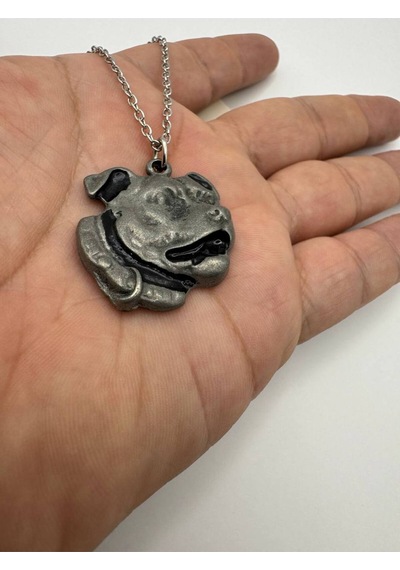 Pitbull Köpek Figürlü Unisex Kolye 60 Cm Zamak Kaplama Güç Ve Sadakatin Sembolü Metal Takı Çok renkli