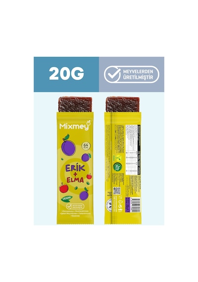 Mixmey Karma 3 Meyve Bar 18 Adet | Atıştırmalıklar – Vegan, Glutensiz, Koruyucusuz 20gr X 18 Adet