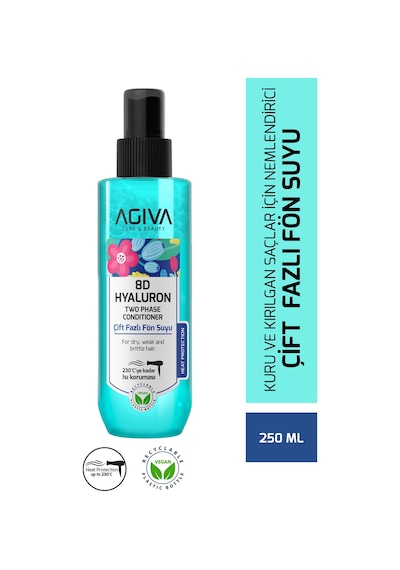Agiva Care & Beauty 8d Hyaluron Yoğun Nemlendirici, Güçlendirici Ve Isı Koruyucu Çift Fazlı Fön Suyu-250 Ml-vegan