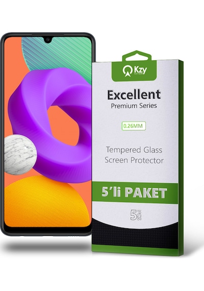 Samsung Galaxy M22 ile Uyumlu Temperli Ekran Koruyucu Kırılmaz Cam Ekonomik 5'li Paket