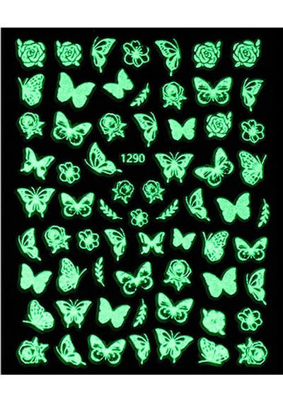 Karanlıkta Parlayan Butterfly Tırnak Sticker Tırnak Etiketi Nail Art Jo-1290