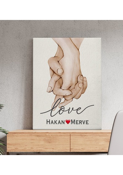 Bk Gift Kişiye Özel Sevgili El Ele Tasarımlı Kanvas Tablo-2 50x70 , Sevgiliye Hediye, Sevgililer Günü Hediyesi Kobitmeyencom33672 Bk Gift