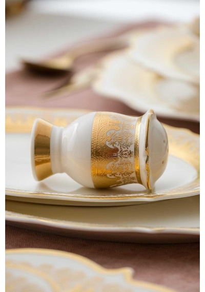 Acar 6262 Helena 60 Parça Bone Chına Emboss Gold 12 Kişilik Yemek Takımı Altın