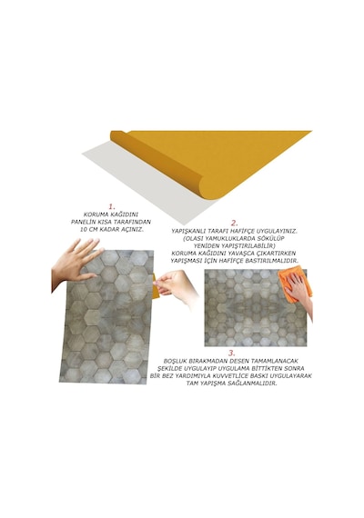 Tink Kendinden Yapışkanlı Altıgen Ahşap Desenli Pvc Panel 41 X 62