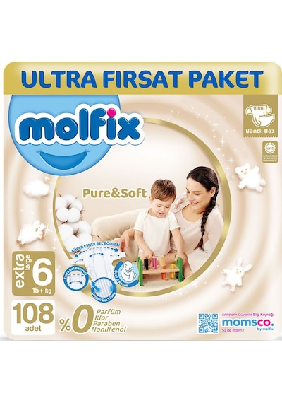 Molfix Pure & Soft Bebek Bezi 6 Beden Extra Large 108 Adet