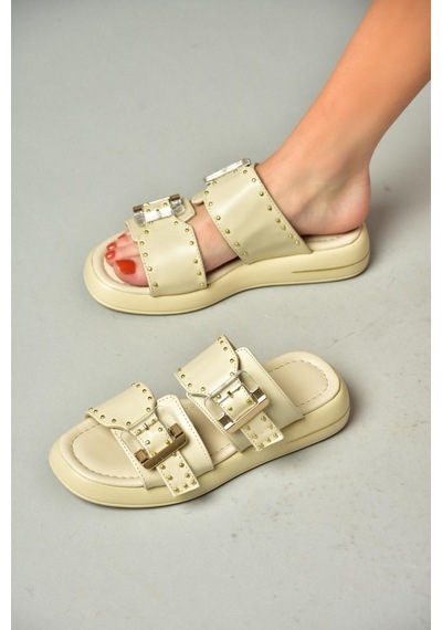 Fox Shoes S518106509 Bej Kadın Terlik Bej