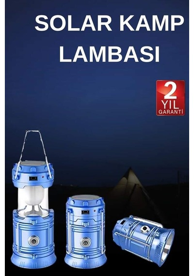 Solar Şarjlı Kamp Lambası Güneş Enerjili Kızaklı Kamp Feneri Çadır Feneri Led Işıldak Antrasit 50063653