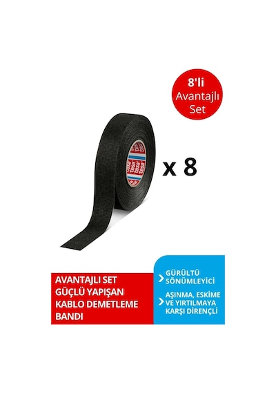 Tesa Pet Tüylü Bez Demetleme Bandı, 15:19mm X8 Adet