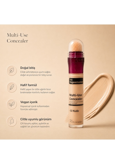 The Voguemaxima Luméa Sünger Uçlu Likit Kapatıcı 02 Nude 8 Ml