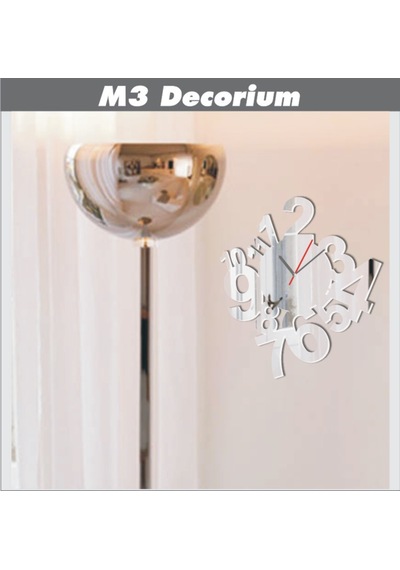 M3 Decorium Rakam Şehri Dekoratif Ayna Saat Beyaz
