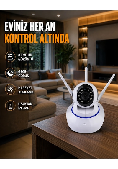 Full Hd Akıllı Ip Kamera Gece Görüşlü, Hareket Sensörlü, Çift Yönlü Ses Ve Online Kayıt Özellikli 90721840