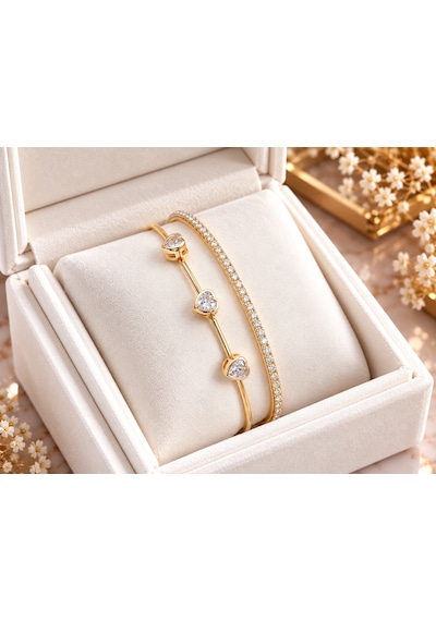 Terragolds Çelik Zirkon Taşlı Kalp Model Gold Renk Kadın Bileklik - Bb7861 Altın