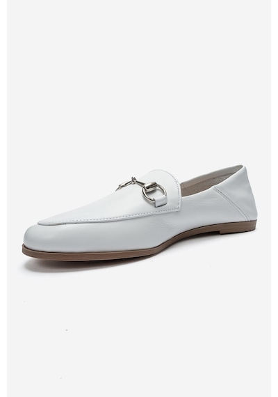 Luvishoes F03 Beyaz Cılt Derı Kadın Babet Beyaz