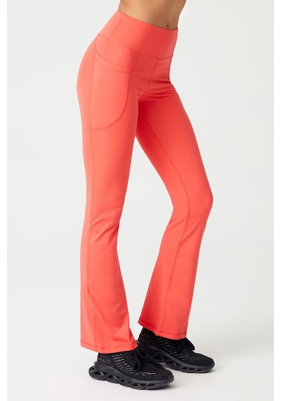 Los Ojos Kadın Mercan Yüksek Bel Toparlayıcı Çift Cepli Ispanyol Paça Tayt Bootcut Mercan