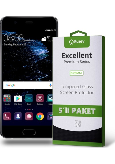 Huawei P10 Plus ile Uyumlu Kırılmaz Temperli Ekran Koruyucu Cam Ekonomik 5'li Paket