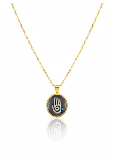 G&a Jewels - Koruyucu Dokunuş - 925 Ayar Oksitli Yaldız Altın Kaplama Gümüş Kolye Altın - Gümüş G&a Jewels - Koruyucu Dokunuş - 925 Ayar Oksitli Yaldız Altın Kaplama Gümüş Kolye Altın - Gümüş