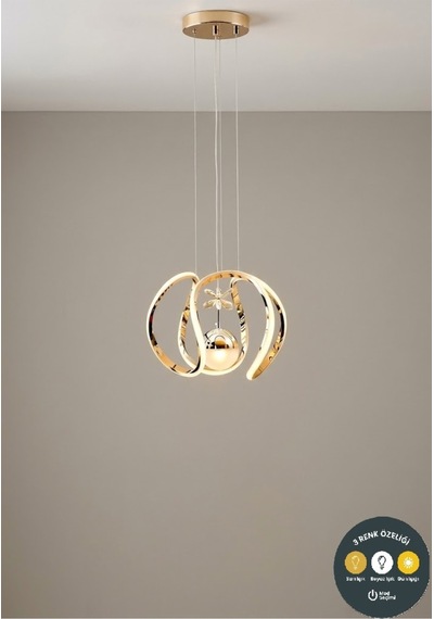 Amissos Gold Sarkıt Led Avize 3 Renk Salon, Mutfak, Oda Ve Hol İçin