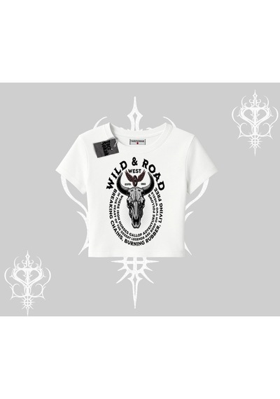 Startmore Startmore Babby Tee Tshirt Wild & Road Western Skull Biker Street Culture Beyaz